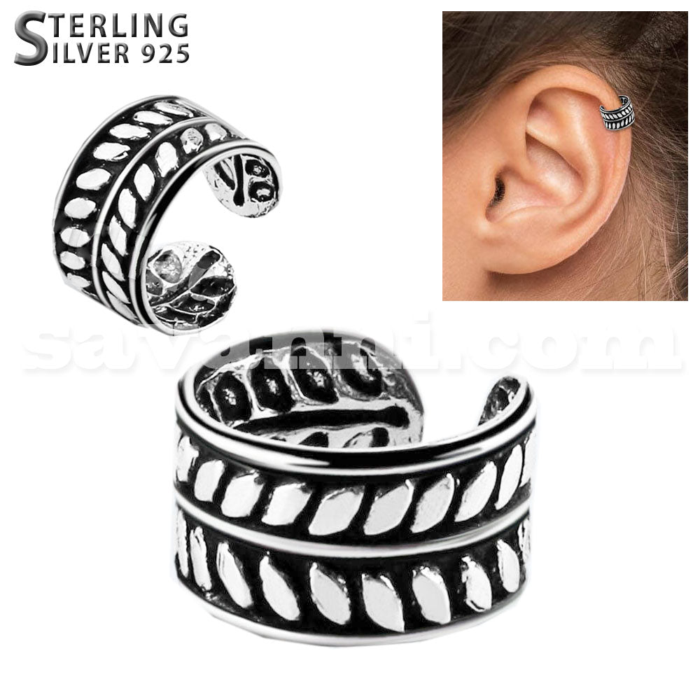 Silver Ear Cuff Leaf