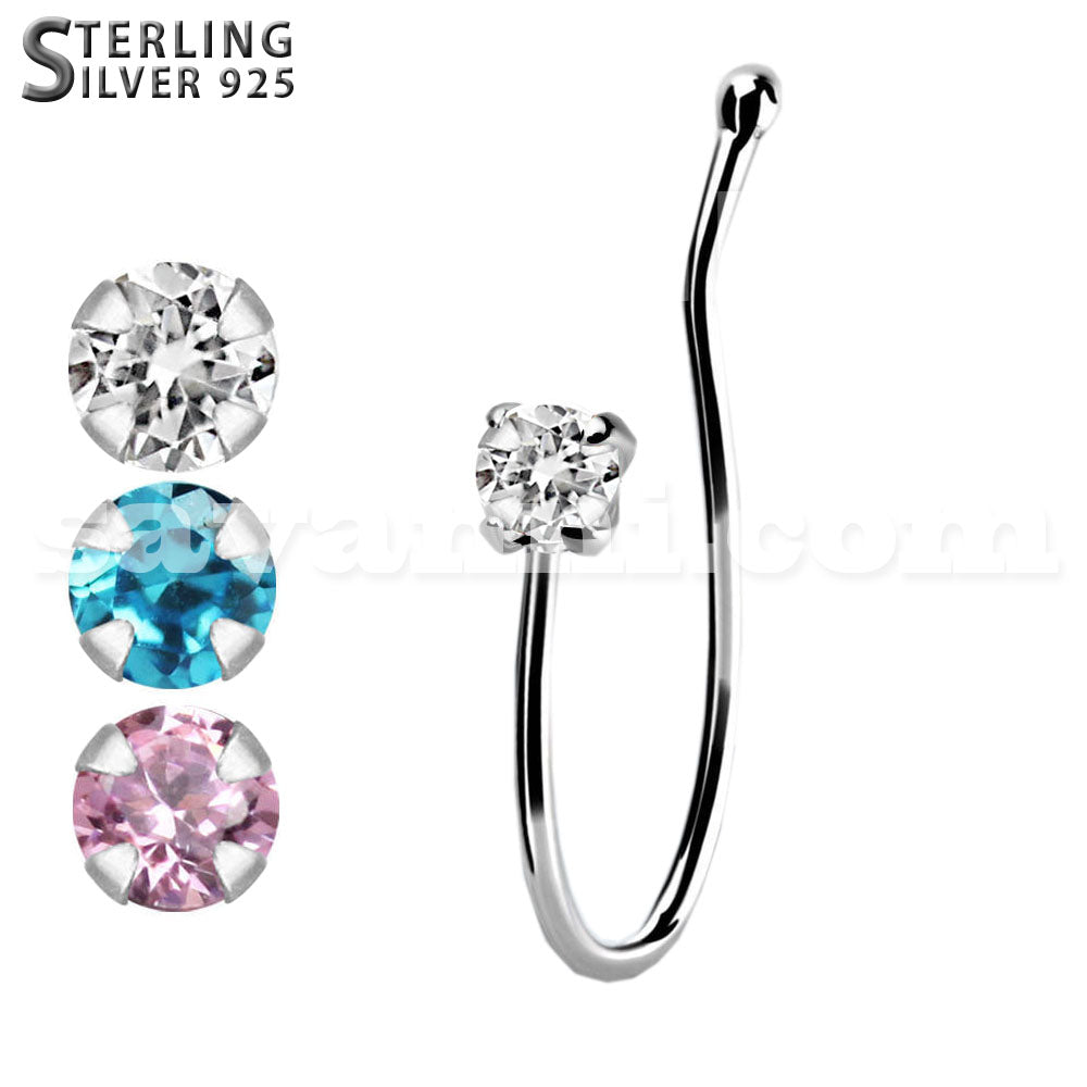 Silver Näsa Fake Piercing Zircon