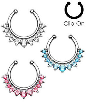 Fake Septum Colorful Multi Gems