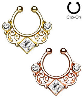 Fake Septum Lace Swirl Gem