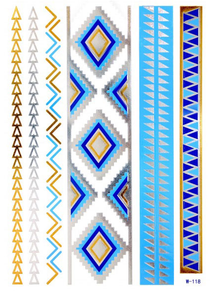 Smyckestatuering Blue Triangle Bands