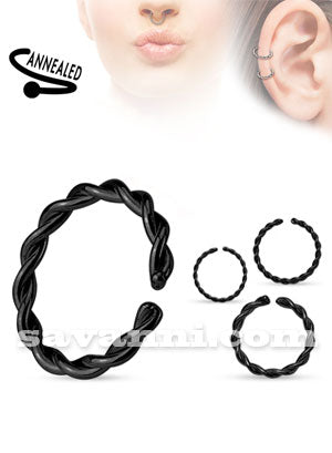 Svart Fake Ring Fläta