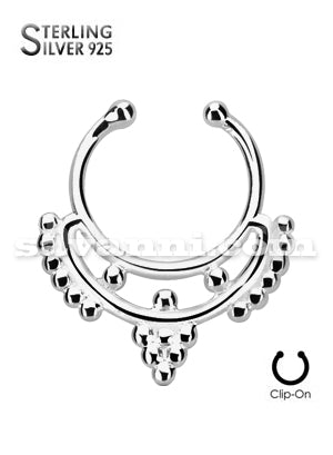 Silver Fake Septum Beaded Collar