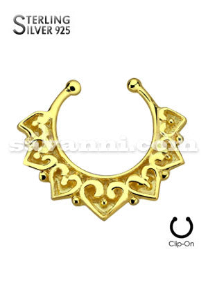 Silver Fake Septum Heart Tribal Fan