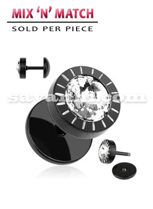 Svart Plugg Örhänge Single Zircon