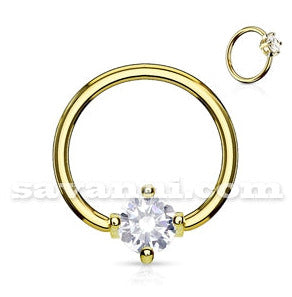 1.6mm Guldfärgad BCR Piercingring Zircon