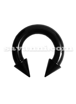Svart Heavy Gauge Hästskobarbell med Koner