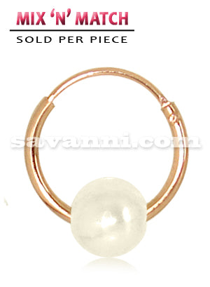 Rose Gold Öronring av Silver med Pärla