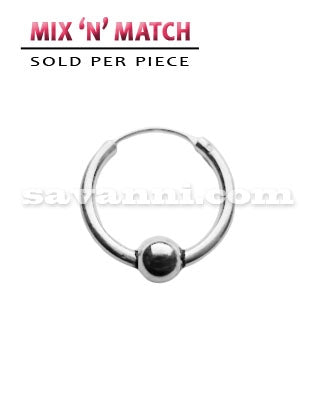 1.5mm Öronring av Silver med Kula