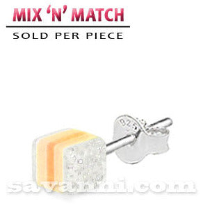 Silverörhänge Glitterkub