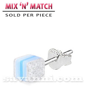 Silverörhänge Glitterkub