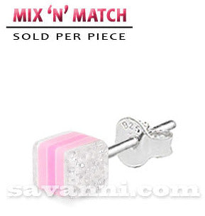 Silverörhänge Glitterkub