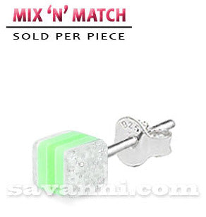 Silverörhänge Glitterkub