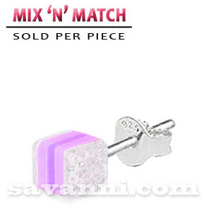 Silverörhänge Glitterkub