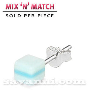 Silverörhänge Regnbågskub