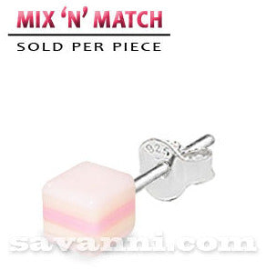 Silverörhänge Regnbågskub