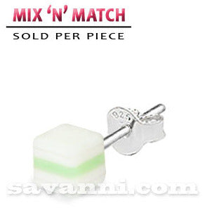 Silverörhänge Regnbågskub