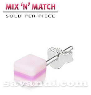 Silverörhänge Regnbågskub