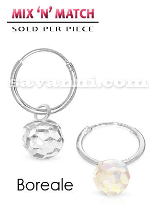 Öronring av Silver med Rund Kristallberlock "Spektrum"