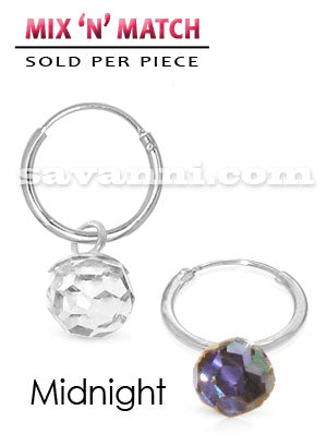 Öronring av Silver med Rund Kristallberlock "Spektrum"