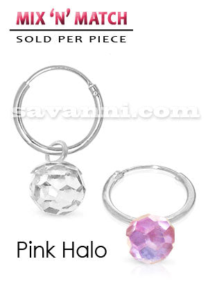 Öronring av Silver med Rund Kristallberlock "Spektrum"