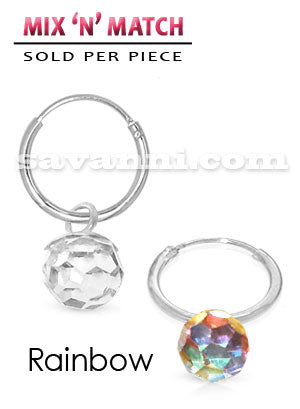 Öronring av Silver med Rund Kristallberlock "Spektrum"