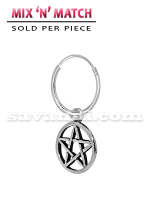 Öronring av Silver med Pentagram