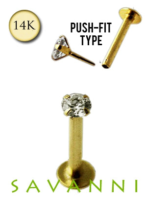 1.2mm Labret Guld 14K Zirkon