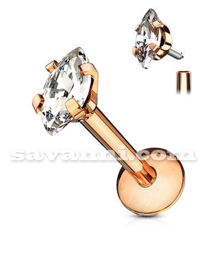 1.2mm Guldfärgat Labret med Inre Gängor Marquise Zircon