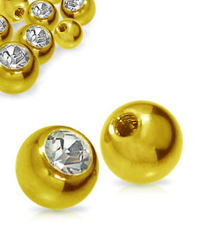 1.6mm Smyckeskomponent Guldfärgad Kula med Strass