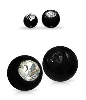 1.2mm Smyckeskomponent Svart Kula med Strass