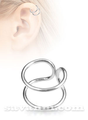 Tunn & Dubbel Fake Ring Helix av Silver