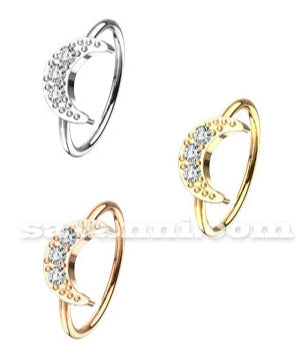0.8mm Piercingring Månen Strass