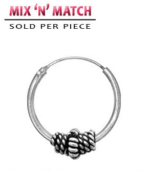 Bali-Öronring av Silver Twisted Wire