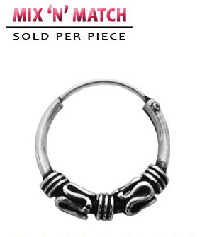 Öronring av Silver Bali Twist 12mm-14mm