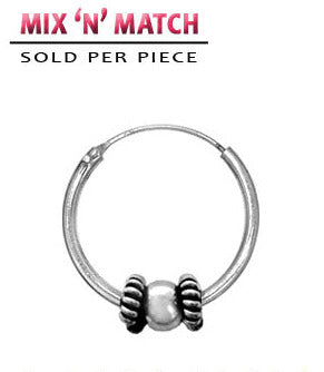 Bali-Öronring av Silver Bead & Double Twisted Wire