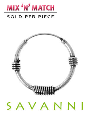 Bali-Öronring av Silver Triple Wires