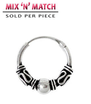 Öronring av Silver Traditional Bali Twist 12mm-16mm