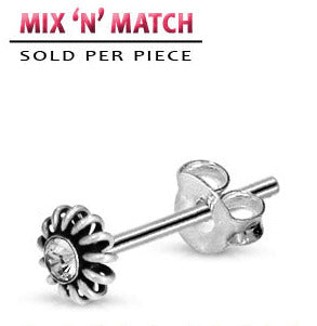 Silverörhänge Spiralfjäderblomma med Strass