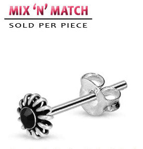 Silverörhänge Spiralfjäderblomma med Strass