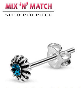 Silverörhänge Spiralfjäderblomma med Strass