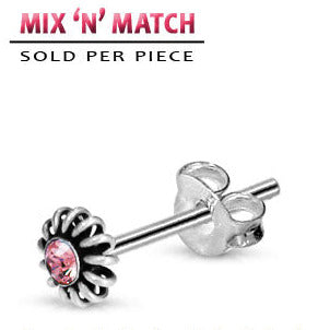 Silverörhänge Spiralfjäderblomma med Strass