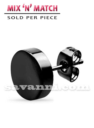 Svart Örhänge Kirurgiskt Stål Flat Disc