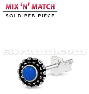 Silverörhänge Blue Round Ornament