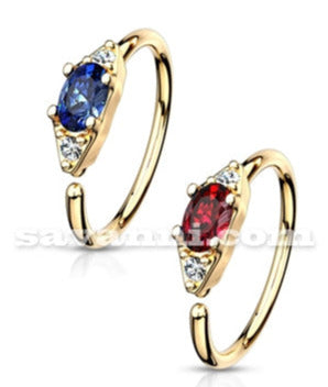 Kullanvärinen lävistysrengas ovaali kivi