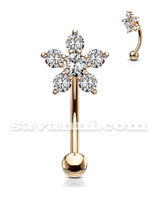 1.2mm Bananabell Zircon Blomma Guld/Roseguld