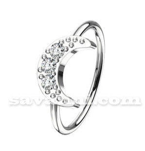 0.8mm Piercingring Månen Strass