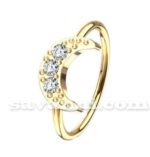 0.8mm Piercingring Månen Strass
