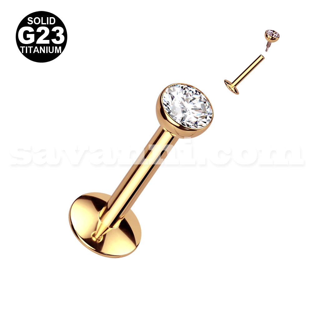 Labret rose gold titanium strass