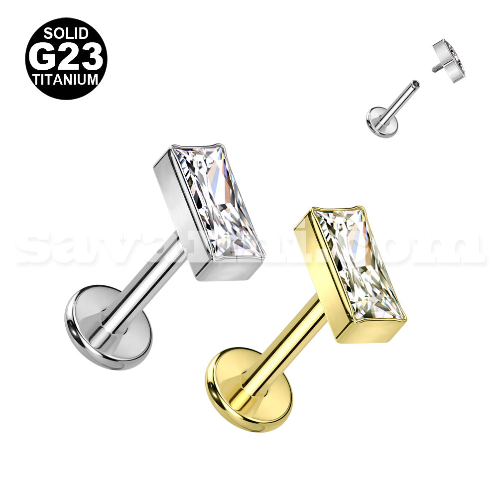 Titanium labret square zircon